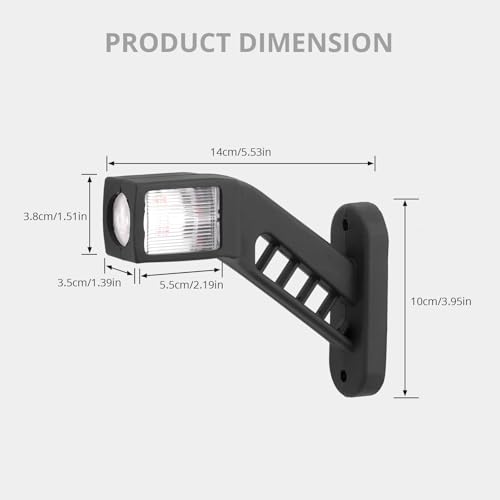 Justech 2 Stück LED Seitenmarkierungsleuchten 12-30V Wasserdichte Anhänger Seitenmarkierung Lampe Warnlicht Weiß Rot Amber für Lkw Anhänger Lkw Caravan