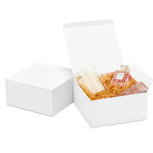 MESHA 8x8x4 Gift Box 10 Pack White Gift Boxes with Lids DIY Bridesmaid Proposal Box Recyclable Foldable Box for Wedding Birthday Party