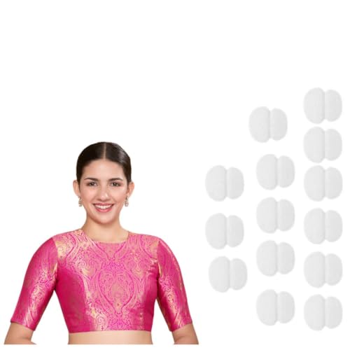 Image of Studio Shringaar Women Brocade Silky Jewel Neck Readymade Elbow Length Sleeve Saree Blouse
