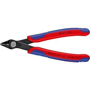 KNIPEX Electronic Super Knips Elektronik-Seitenschneider, 125mm, weicher Draht (Kupfer) bis 1,6mm, mittelharter Draht(Nagel) bis 1,2mm, 78 61 125