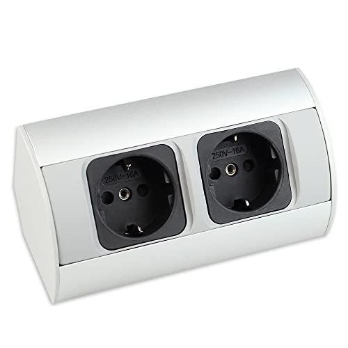 Prise de courant d'angle en aluminium avec 2 Schuko blocs - 2