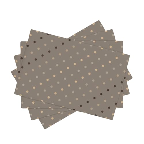 Lot de 4 sets de table de salle à manger – 30,5 x 45,7 cm – Imprimé à pois taupe – Double résistant à la chaleur – Sets de table de cuisine en tissu lavable...