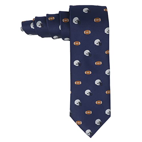 Mendepot Novelty Football Necktie Silver Helmet And Sports Navy Tie With Box #TOP2