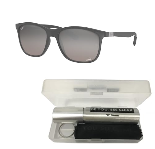Ray-Ban RB4330CH Sunglasses Bundle: RB 4330CH CHROMANCE 60175J Chromance Sand Grey Grey Mirro and Eyewear Cleaning Kit2