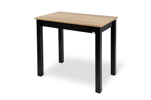 Caral Home Mesa Extensible Deslizante Color Roble ETNA Patas metálicas Negras. Medidas: 80x50 Cerrada y Abierta 110x50. (Roble ETNA)