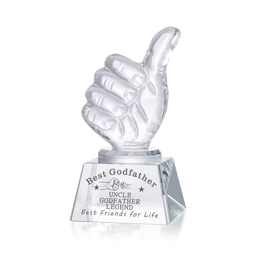 LONGWIN Godfather Gift Crystal Awards with Thumbs Up, Godfather Fathers Day, Birthday, Christmas,...