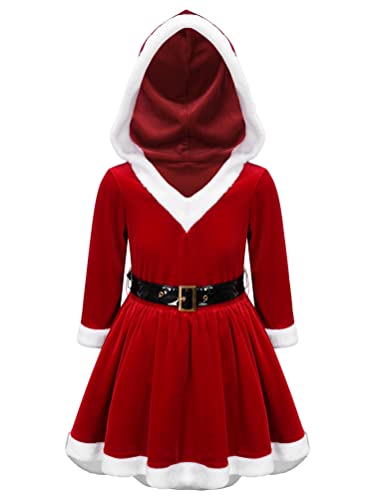 Robe de patinage fille rouge en velours et fausse fourrure pour Noël Aislor