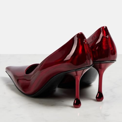 Tang'scuisins Women Slip on Solid Color Pumps Closed Pointed Toe Thin Mid Heels Elegant Dress Business Daily Shoes Size 4-16 US2