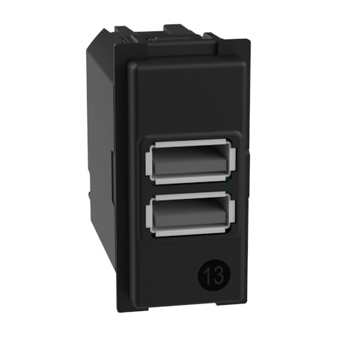 Cargador USB de 1 plaza Bticino K4191AA con dos puertos tipo A de 15W para sistemas empotrados