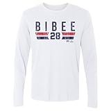 500 LEVEL Tanner Bibee Cleveland Font Long Sleeve Shirt (White, Medium)