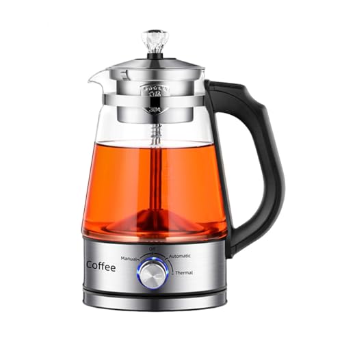 SOLLENT 全自動家庭用ティーメーカー ティーポット ガラス電気ケトル コーヒーポット スチームスプレーブリューアール調節可能 ステンレスフィルター搭載 空焚き防止機能 家庭用お茶を淹れるのに最適 (4ポジションノブ 【保温機能付き】)