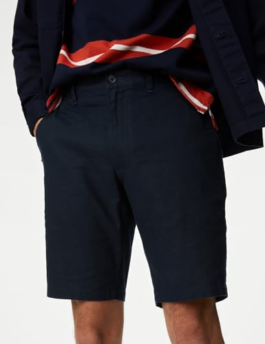 Image of Marks & Spencer Linen Mix Plain Regular Fit Shorts