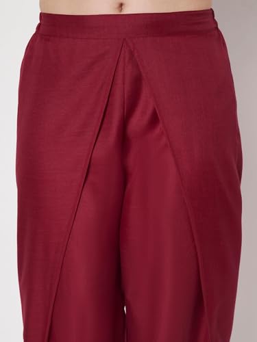 Image of 9rasa Women's Cotton Solid Harem Dhoti Pants for Casual FusionWear Workwear