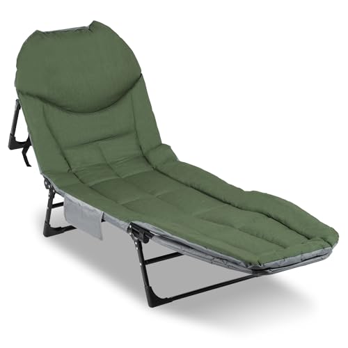 Jiubiaz Chaise longue de pêche - Pliable - Avec sac de couchage