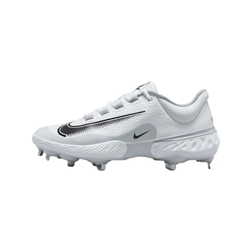 Nike Alpha Huarache Elite 4 Low FD2745-100 White-Wolf Grey-Black Men's Metal Baseball Cleats 14 US, White/Black