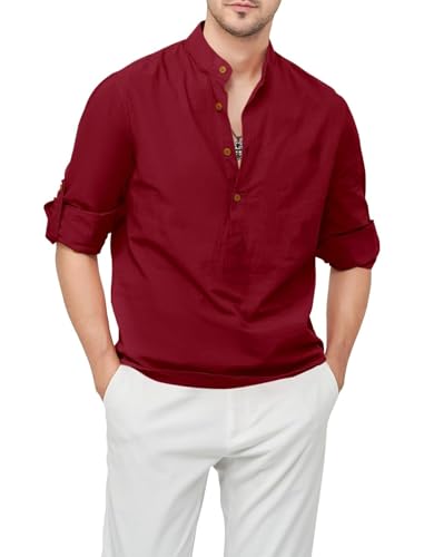 Image of Men's Kurta || Chinese Collar Long Sleeves || Straight Hip Length Kurtas || Short Kurta for Men || for Festival || Function || Occasion Wear Fancy Kurta for || Best Gifts for Mens