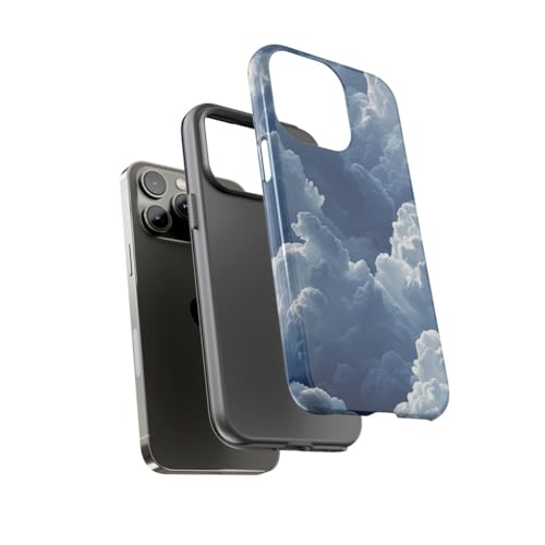 Coque iPhone 14 Pro Max nuage bleu 3D antichoc rigide brillante - 3