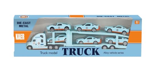 Image of Diecast Truck Toy Car Model Removable Transport Container Lorry Vehicle with Light Pull Back Toy Boys (Blue-TRP Truck)