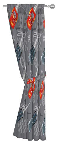 Image of Jay Franco Disney Pixar Cars Lighnting Speed 63 inch Inch Drapes - Beautiful Room Decor & Easy Set Up, Bedding Features Lightning McQueen - Curtains Include 2 Tiebacks, 4 Piece Set (Official Product)