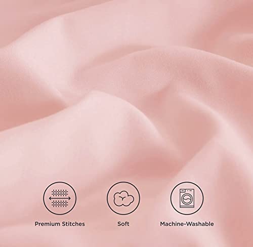 Ayasw Bed Skirt Queen Size 15-16 Inch Drop Dust Ruffle Premium Soft And Cozy Brushed Microfiber Three Fabric Sides Wrap Around With Elastic No Top Easy On Queen/King Blush Pink #TOP3