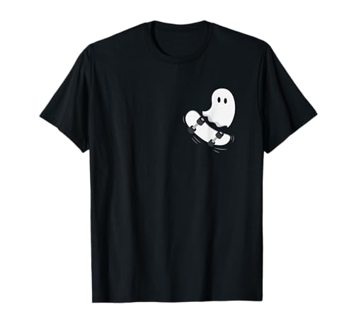 Ghost Skateboard Lazy Halloween Costume Funny Skateboarding T-Shirt