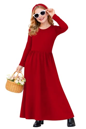 Image of Deerose Girls Maxi Dress Short Sleeve Casual Long Dresses with Pockets 5-14 Years