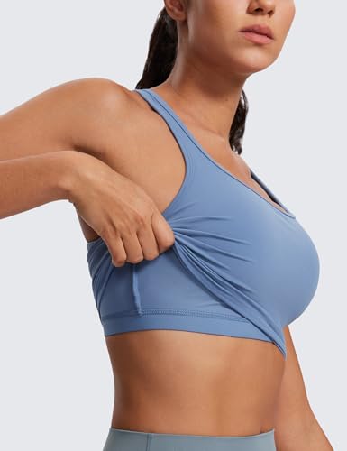 Image of CRZ YOGA Butterluxe Racerback Crop Tank Tops | Light Support, Removable Pads, Yoga, Extremely Soft, Scoop Neck, Longline Sports Bras for Women