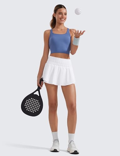 Image of CRZ YOGA Ruffle Skirt Overlay Athletic Shorts | High Waisted, Quick Dry, Lightweight, Flowy, A Zip Pocket, for Women