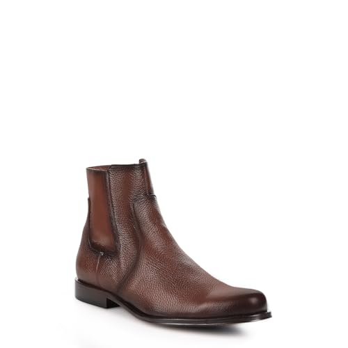 FRANCO CUADRA Men's Chelsea Boots in Genuine Deer Leather Brown2