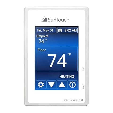 SunTouch SunStat Command Color Touchscreen Programmable Thermostat for Electric Floor Heating Systems, Multiple Background Color Options, Floor and Air Sensing Control, Energy Use Monitoring Cover