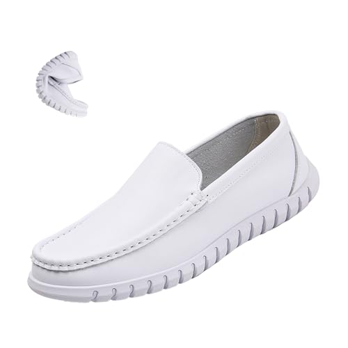 AngryMonkey Men's Leather Slip on Penny Loafers,Lightweight Comfort Orthotic Cushion Softsole Nursing Walking Driving Casual Shoes