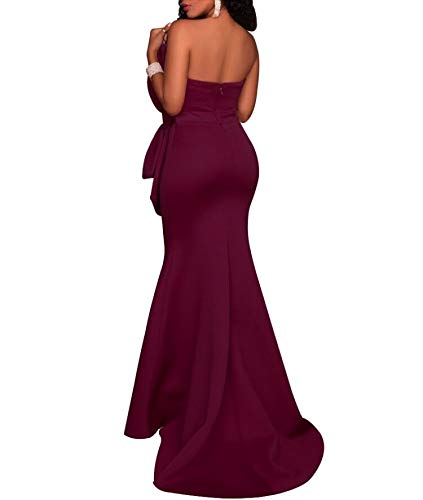 Image of MAYFASEY Women's Sexy Off the Shoulder Oversized Bow Applique Evening Gown Party Long Maxi Dress