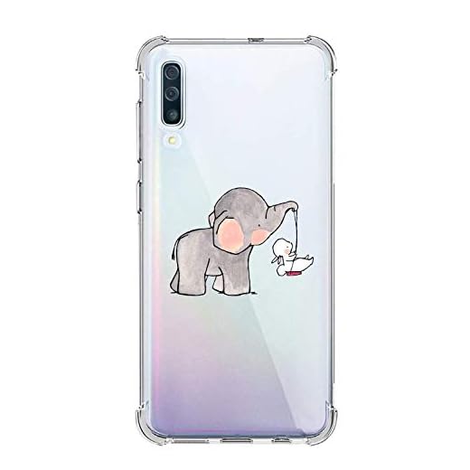 Oihxse Silicona Funda con Samsung Galaxy J7 TPU Flexible Suave Transparente Protector Estuche Airbag Esquinas Reforzadas Ultra-Delgado Elefante Patrón Anti-Choque Caso (C6)
