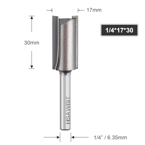 hsawbit Straight 2-Flute Router Cutter, 1/4 Inch Shank, 17mm Cut Diameter & 30mm Cut Length, Flush Trim Router Bit for Woodworking 3 hsawbit Straight 2-Flute Router Cutter, 1/4 Inch Shank, 17mm Cut Diameter & 30mm Cut Length, Flush Trim Router Bit for Woodworking - Image 3