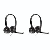 Logitech Headset H390 Wired Headset with Mic for PC/Laptop, Stereo Headphones with Noise Cancelling Microphone, USB, in-Line Controls, Works with Chromebook, PC Headset, Bulk Packaging, 2 Pack (Black)