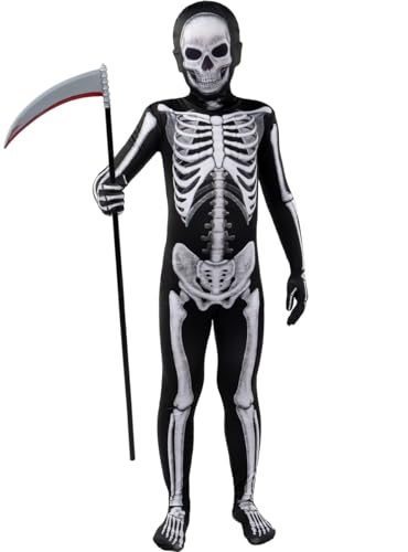 Funidelia | Disfraz de esqueleto segunda piel para niño y niña Esqueleto & Calavera - Disfraz para niños y divertidos accesorios para Fiestas, Carnaval y Halloween - Talla 10-12 años