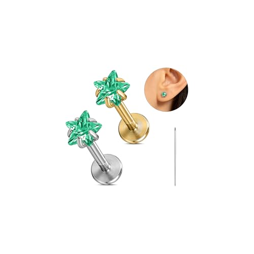 AccGin �w���b�N�X�s�A�X�W���G���[ 16G �����˂���C�������O�X�^�b�h 316L �T�[�W�J���X�`�[�� �t���b�g�o�b�N�C�������O 6mm8mm ���u���b�g�X�^�b�h, 1.2�i16G�j- 6mm Bat - Pink, �X�e�����X�|, �L���[�r�b�N�W