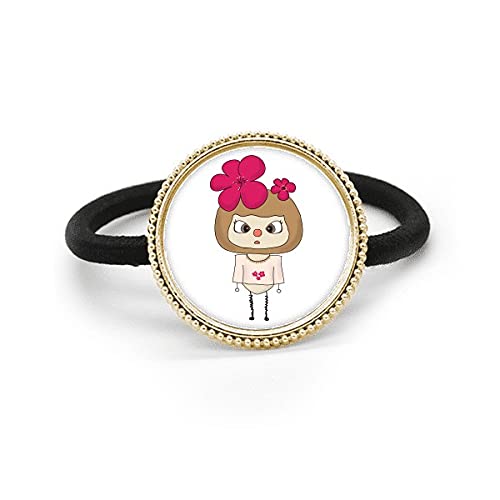 Élastique à cheveux en caoutchouc rose accessoire coiffure métal Blossom