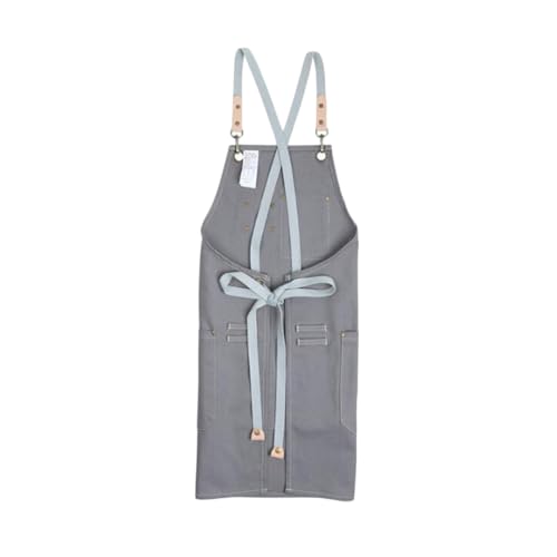 NAMOARLY Cooking Apron Gardening Apron Halter Apron Aprons for Men Work Apron Baking Apron Chef Bib Tool Apron for Men Oilproof Apron Kitchen Apron Barber Pockets Apron Bbq Apron Light Grey
