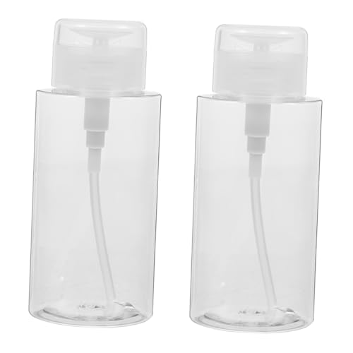 HAPINARY 200ml Transparent Multi Function Pump Dispenser Bottles 2pcs Nail Polish Remover Liquid Pressing Bottles for Easy Dispensing and Refilling