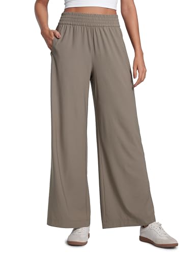 Pantalon large pour femme taille haute léger vêtement confort fluide