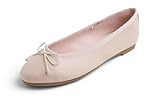 Feversole Women's Fashion Round Toe Ballet Flat,Bailarina Punta Redonda para Mujer Piel Vegana Lisa de Color Polvo Nude 38 EU
