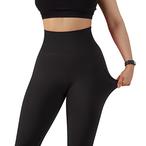Doulafass Women Butt Lifting Leggings Seamless Scrunch Booty High Waisted Workout Yoga Pants (Medium, 149-Black) #TOP5