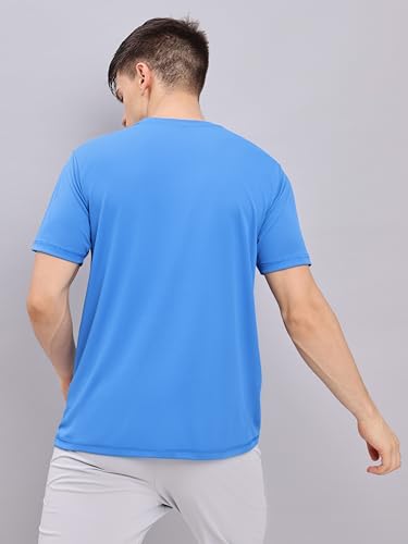 Image of TECHNOSPORT Men's 100% Polyester Slim Fit Solid Short Sleeve T-Shirt for Gym, Workout, Sports and Regular Use - Pack of 2