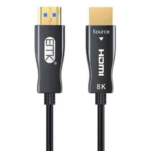Image of EMK 8K HDMI 2.1 Fiber Optical Cable,10K Ultra High Speed HDMI Gen2 50m 48Gbps 4K,120Hz 8K,120Hz 10K,120Hz,eARC Dolby Vision Atmos HDR10 RTX 3080 /3090 PS5 Xbox Sony LG C9 /B9,Black