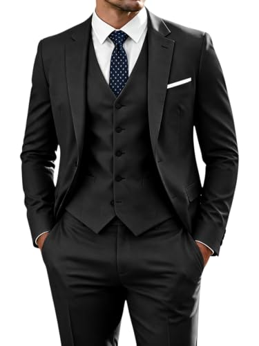 Image of WOMS Men's 3 Piece Suit Slim Fit,Mens Wedding Suit Groom Prom Tuxedo