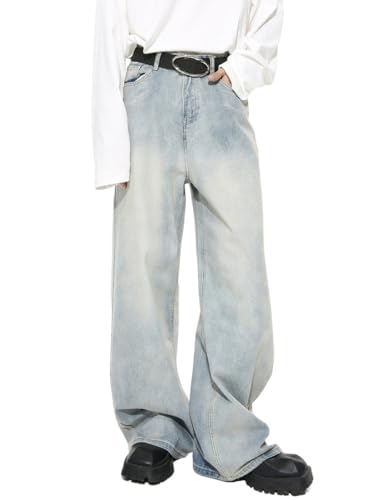 Kinghua Mens Baggy Jeans Loose Fit Wide Leg Skater Y2k Denim Pants2