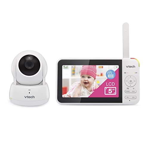 VTech VM924 Video Baby Monitor with Camera Pan&Tilt Baby Monitor with 5 LCD Screen Up to 17 Hrs Battery Life 1.33x Zoom Night Vision 300m Long Range Soothing Sounds 2-Way Talk Secured Transmission