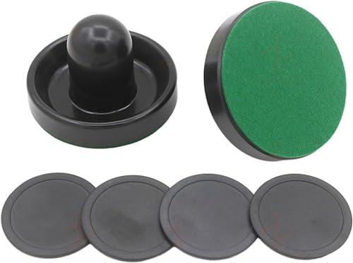 MUJUCHI 2 pièces 60 mm Hockey sur Table avec 2 flanelles et 2 palets pour Jeu de Hockey sur Table (Noir)