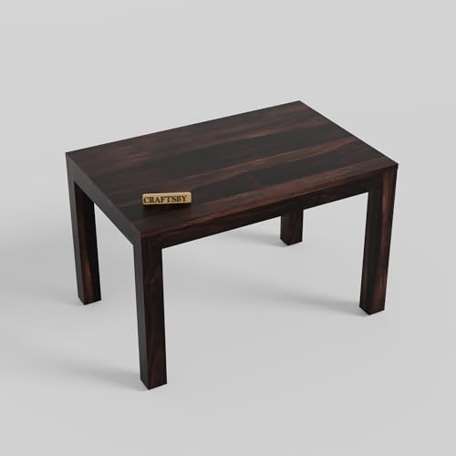 Image of 45 Inch Length Solid Sheesham Wood 4 Seater Dining Table Set | Four Seater Dinner Table with 4 Cushions Chairs | Dinning Table Set 4 Seater for Living Room | Walnut Finish